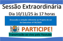Sessão Extraordinária - 10/11 às 17h