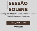 Sessão Solene - 13/11 às 19h