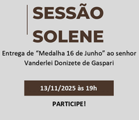 Sessão Solene - 13/11 às 19h